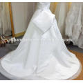 2016 Designer White Lace Satin eine Linie trägerlosen Perlen Brautkleid Brautkleid nach Maß mit Schnürung zurück